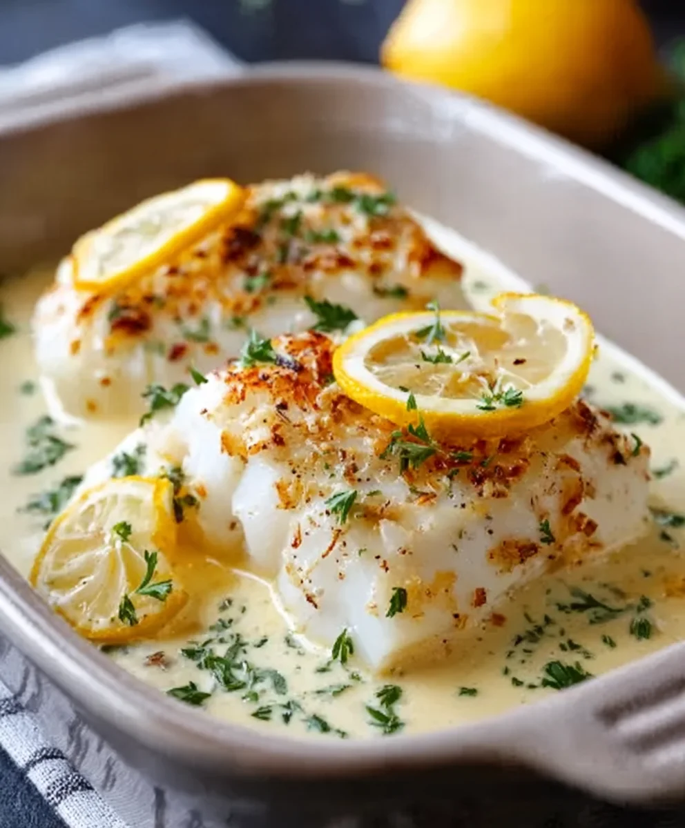 Easy Coconut Lemon Cream Baked Cod Recipe