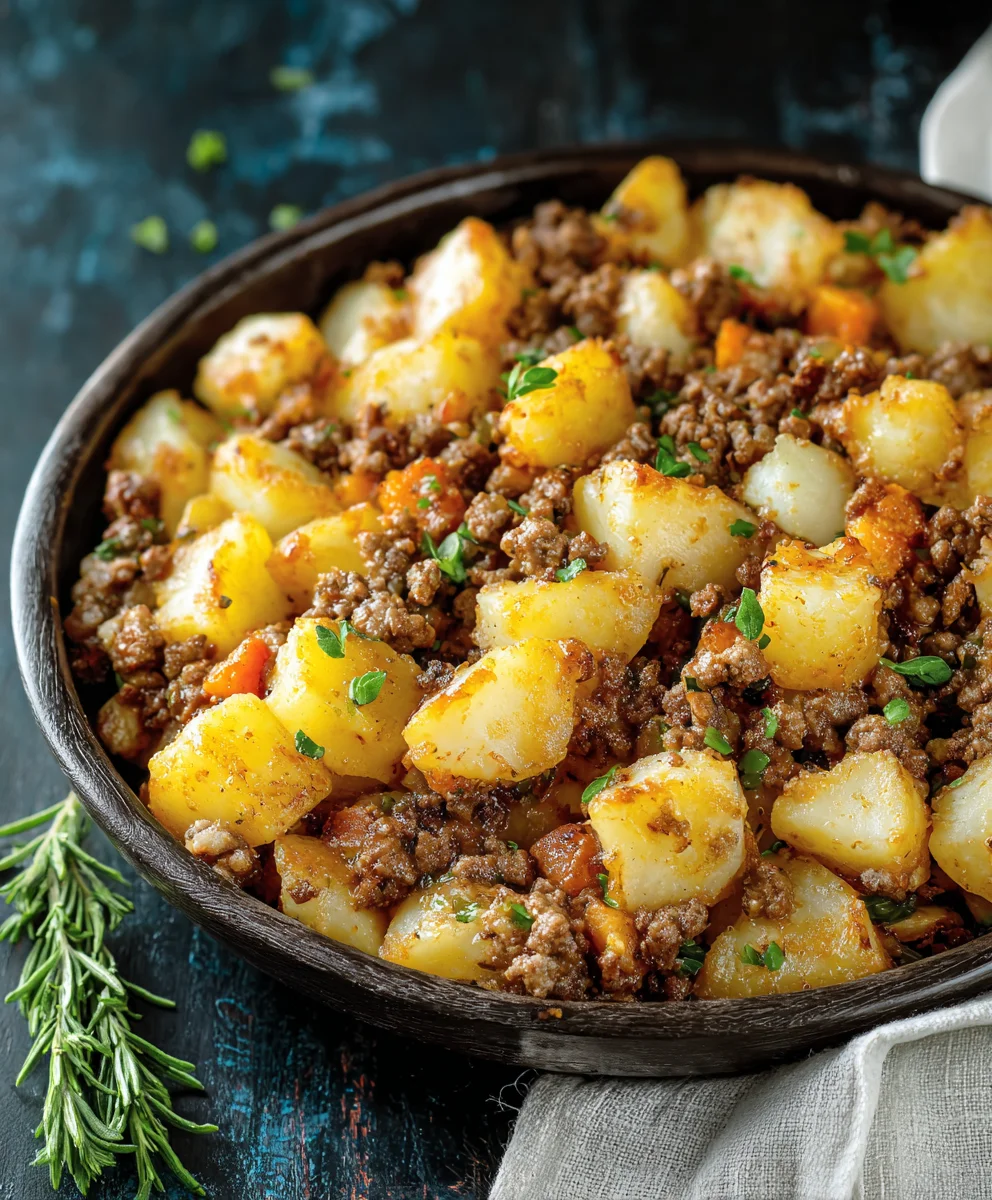 Easy Ground Beef and Potatoes Skillet Dinner