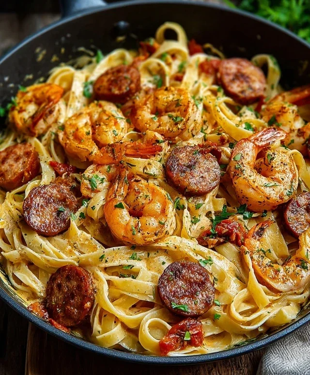 Creamy Cajun Shrimp Pasta with Sausage