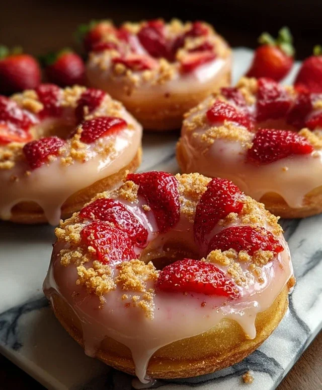 Freshly Glazed Strawberry Crunch Donuts