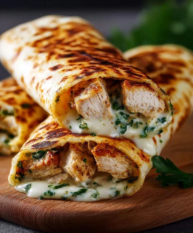 Low Carb Cheesy Garlic Chicken Wraps