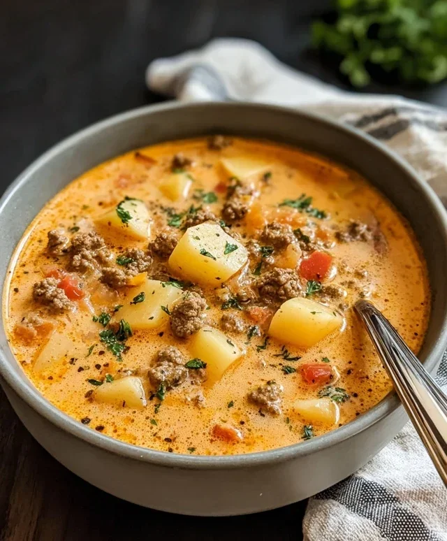 Cheesy Beef Beef Hamburger Potato Soup