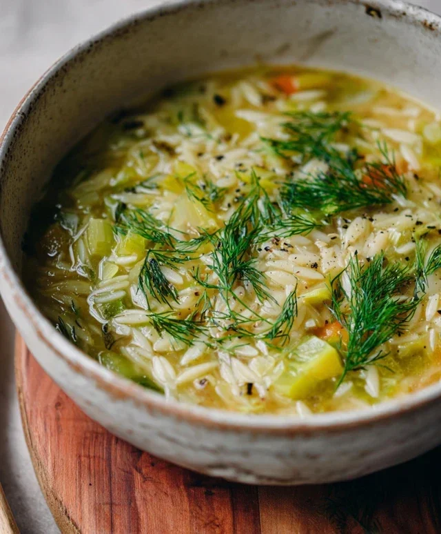 Orzo Leek and Dill Soup