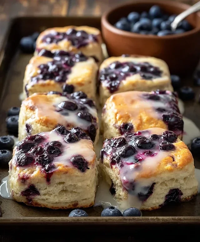 Glazed Blueberry Butter Swim Biscuits