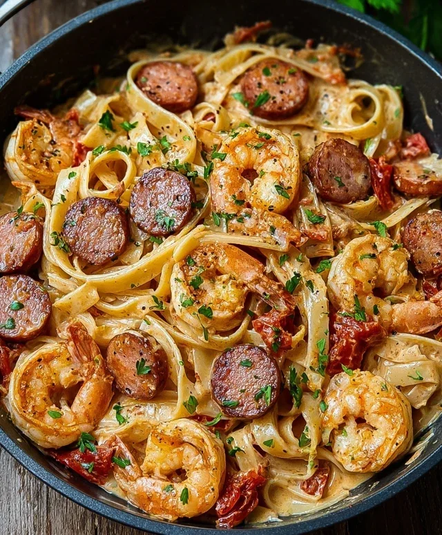 Creamy Cajun Shrimp Pasta with Sausage