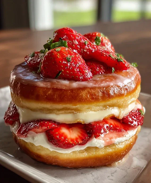 Strawberry Cheesecake Doughnut Burger