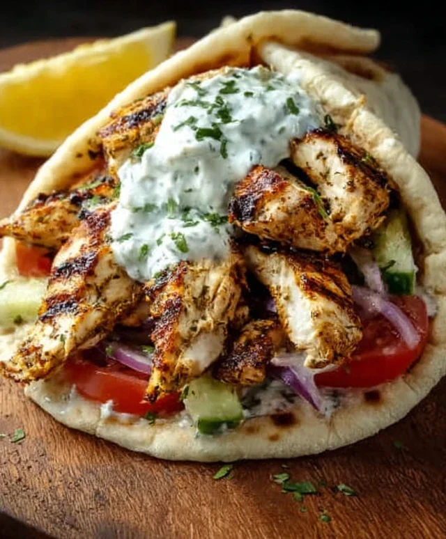 Greek Chicken Gyros with Lemon-Herb Marinade and Tzatziki