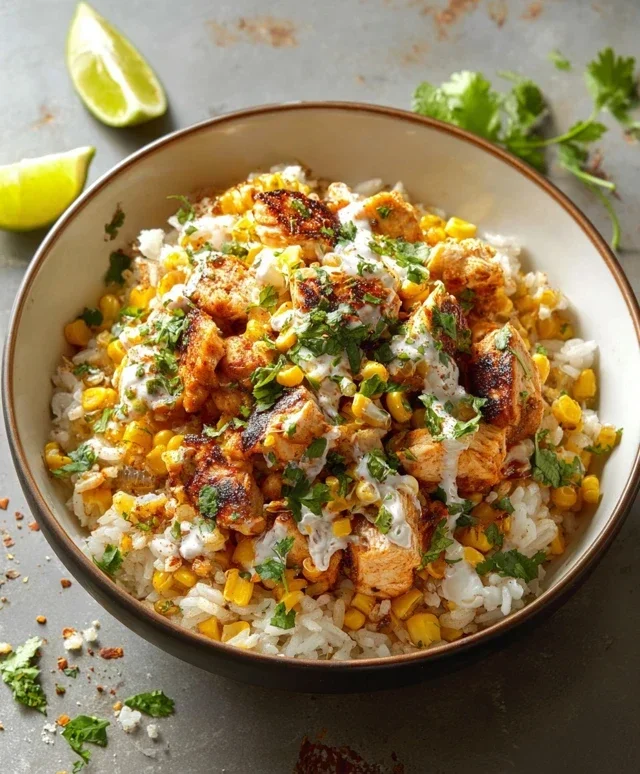 Street Corn Chicken Rice Bowl