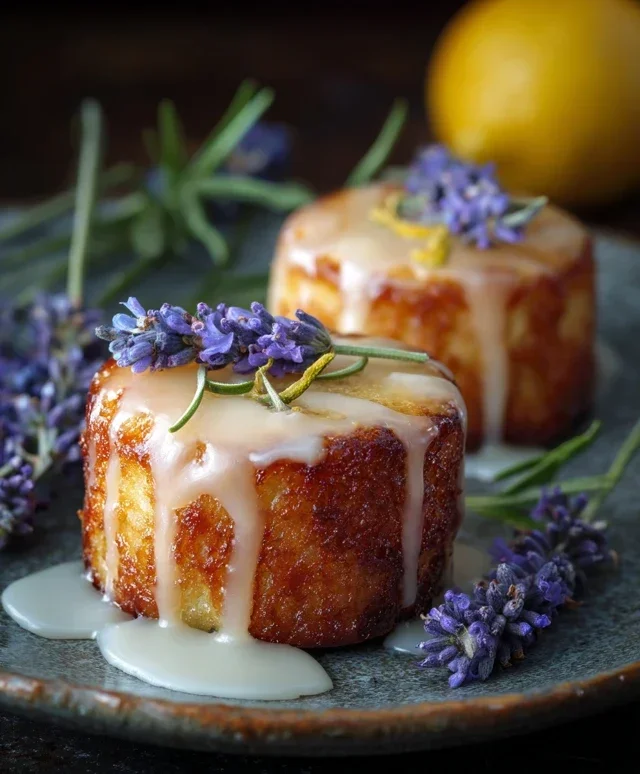 Mini Lemon Cakes With Lavender Glaze