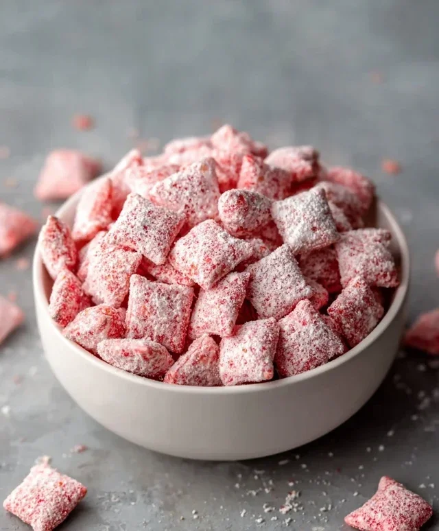 Easy Strawberry Shortcake Puppy Chow