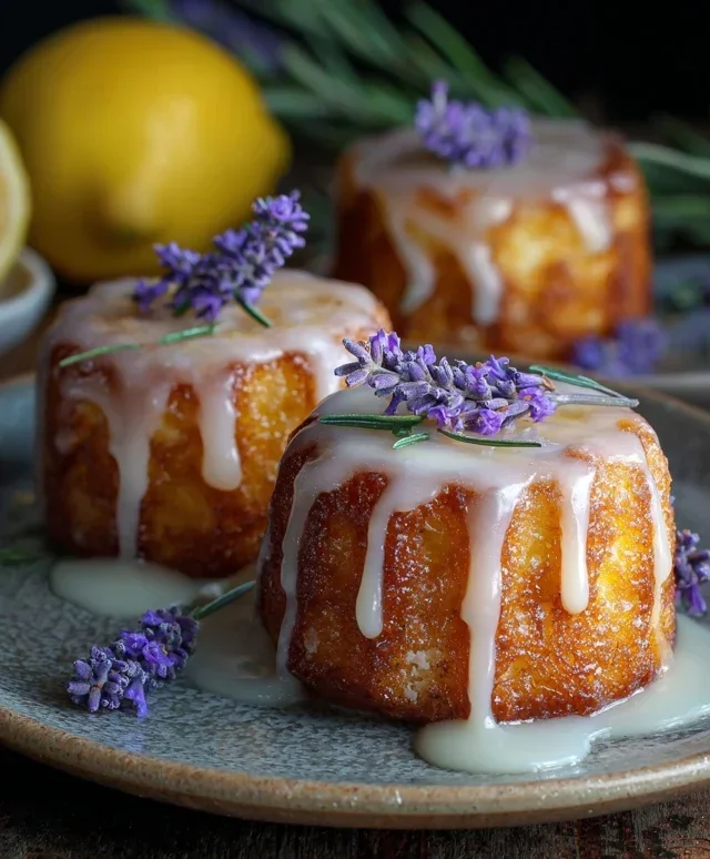 Mini Lemon Cakes With Lavender Glaze