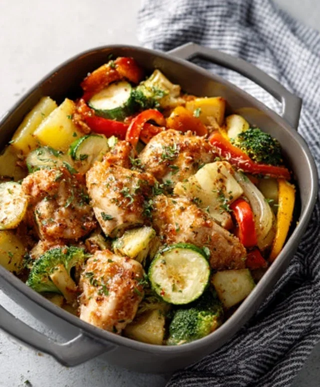 Air Fryer Chicken and Vegetables (in 15 minutes!)