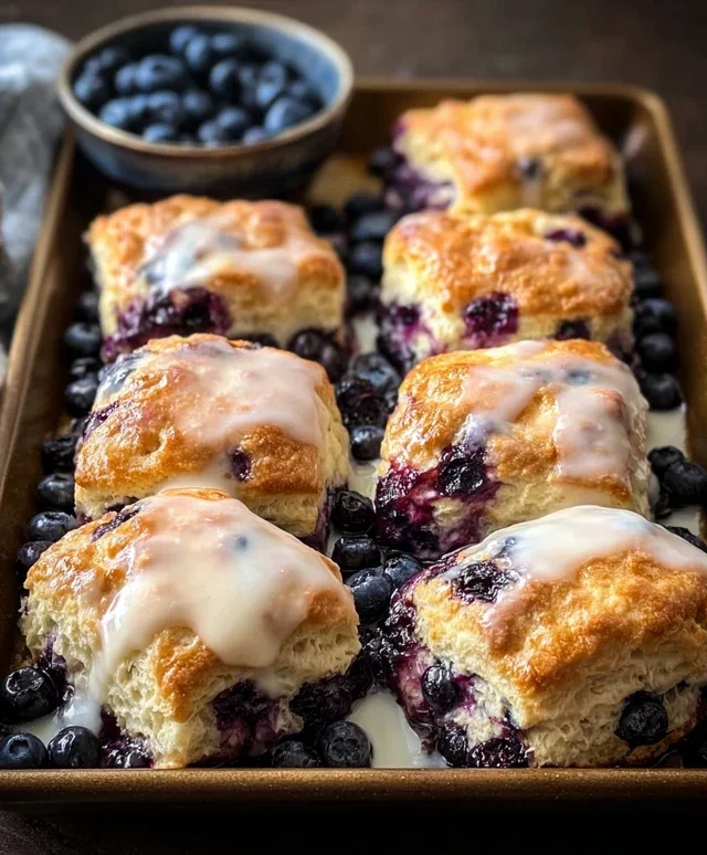 Glazed Blueberry Butter Swim Biscuits