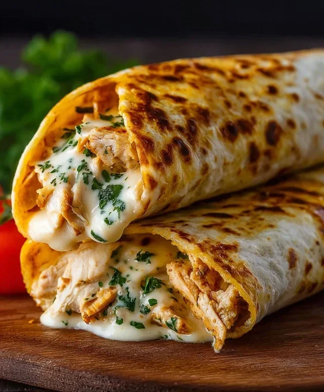 Low Carb Cheesy Garlic Chicken Wraps