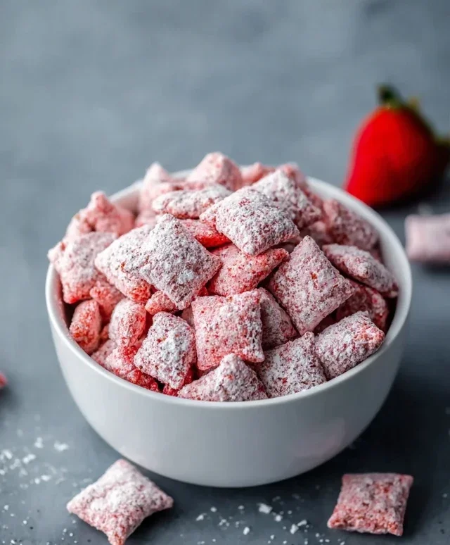 Easy Strawberry Shortcake Puppy Chow