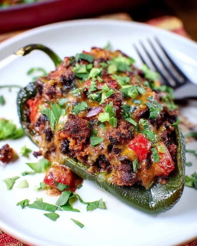 Brisket Stuffed Poblano Peppers