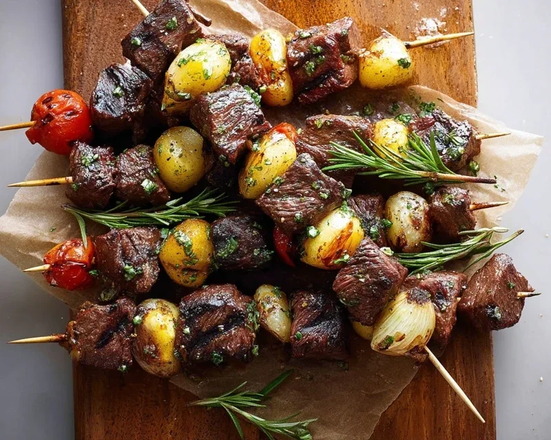 Rosemary Garlic Steak Kebabs