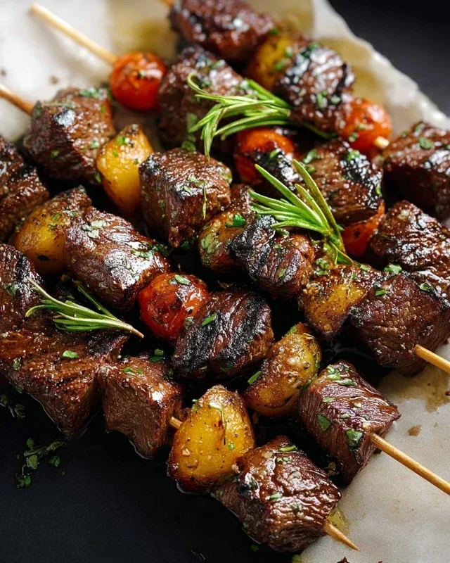 Rosemary Garlic Steak Kebabs