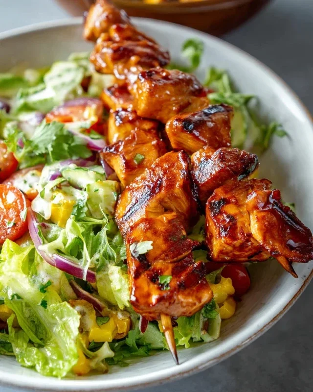 BBQ Chicken Skewer Salad