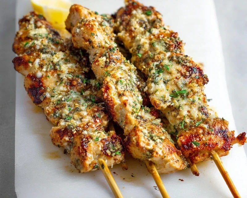 Ranch Garlic Parmesan Chicken Skewers
