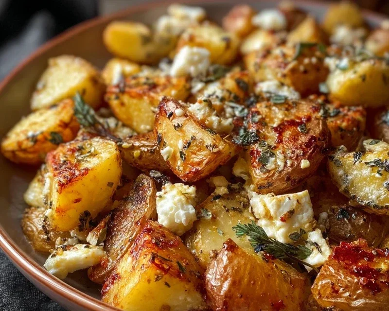 Roasted Potatoes With Baked Feta And Garlic