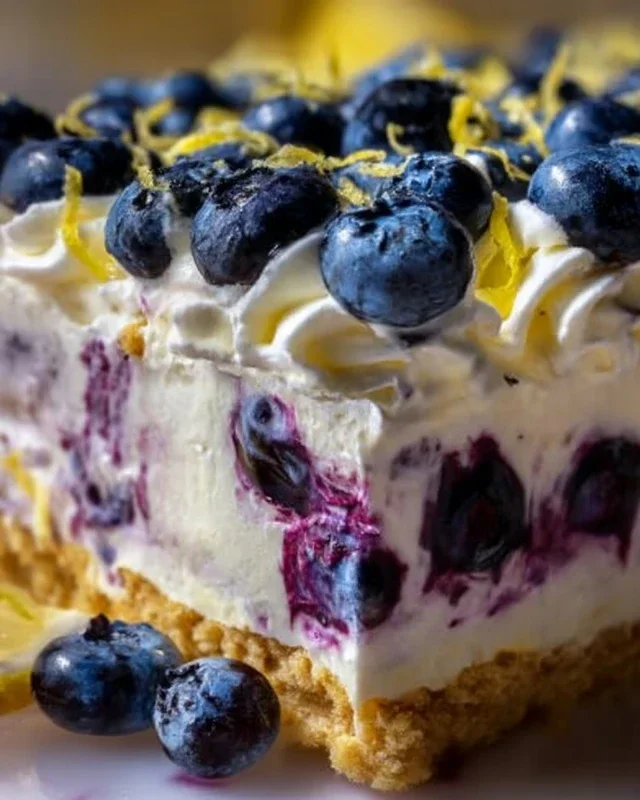No-Bake Lemon dazzling Blueberry cream Cake