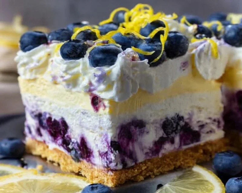 No-Bake Lemon dazzling Blueberry cream Cake