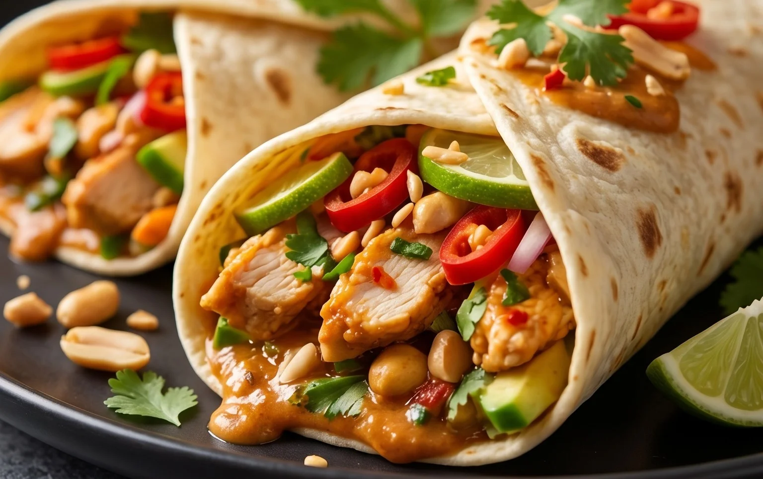 Thai Peanut Chicken Wraps