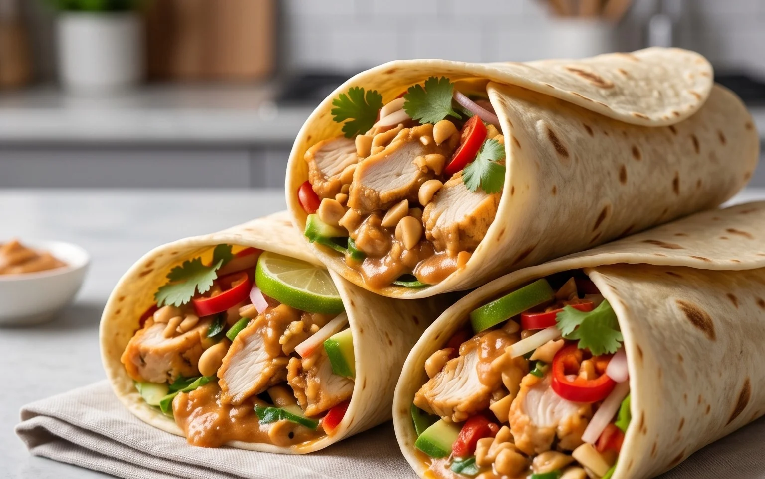 Thai Peanut Chicken Wraps