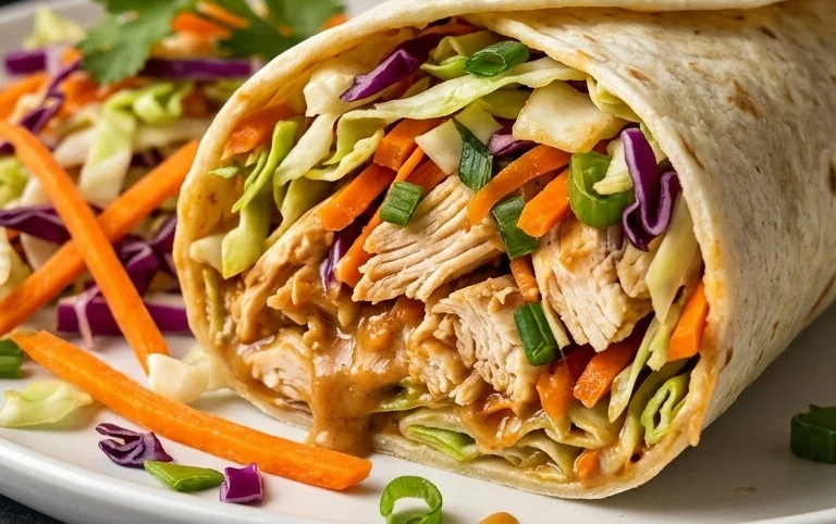 Thai Chicken Wrap with Crunchy Asian Slaw