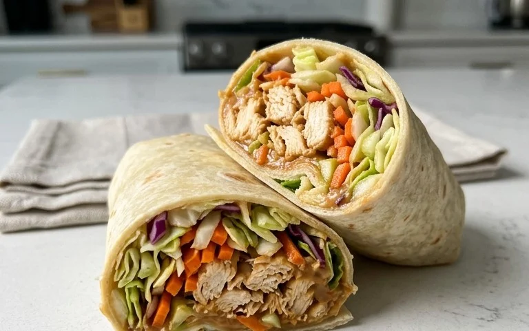 Thai Chicken Wrap with Crunchy Asian Slaw