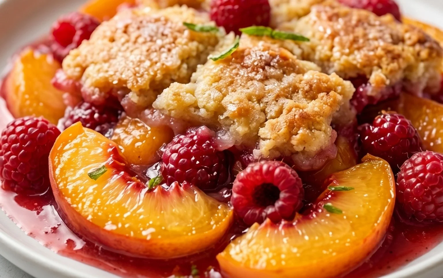Easy Peach and Raspberry Cobbler