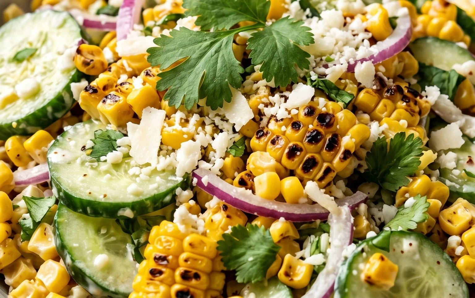 Street Corn Creamy Cucumber Salad