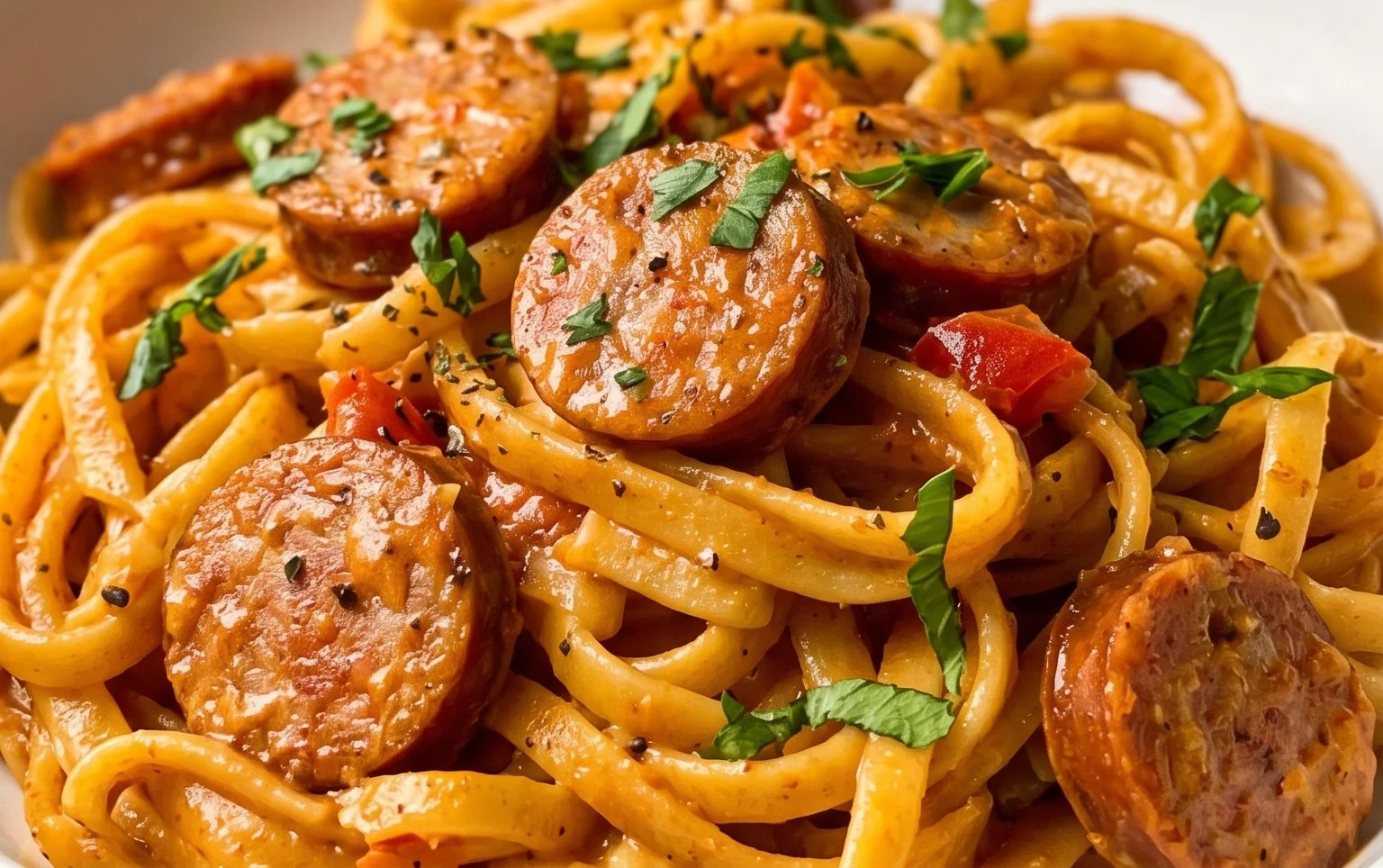 One-Pot Creamy Spicy Cajun Sausage Pasta
