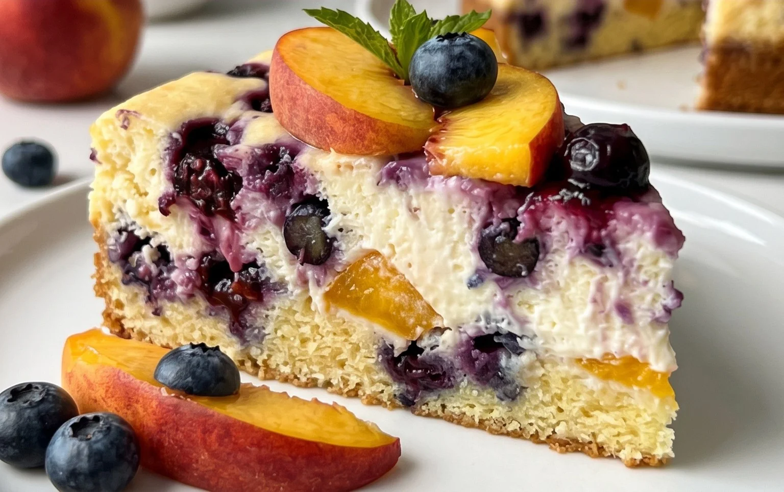Peach and Blueberry Greek Yogurt Cake