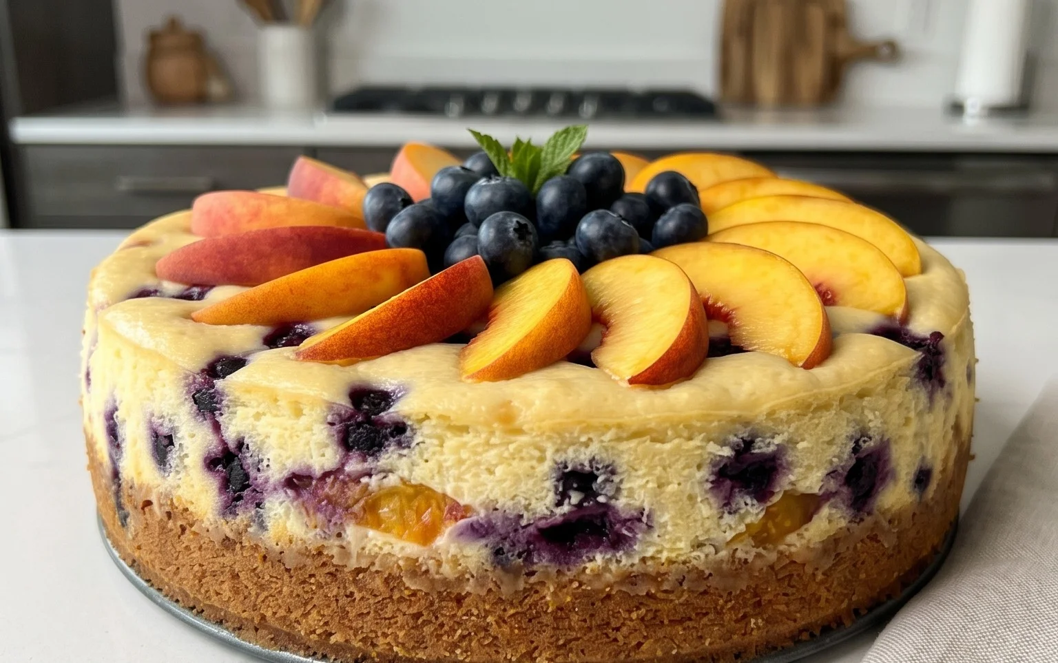 Peach and Blueberry Greek Yogurt Cake