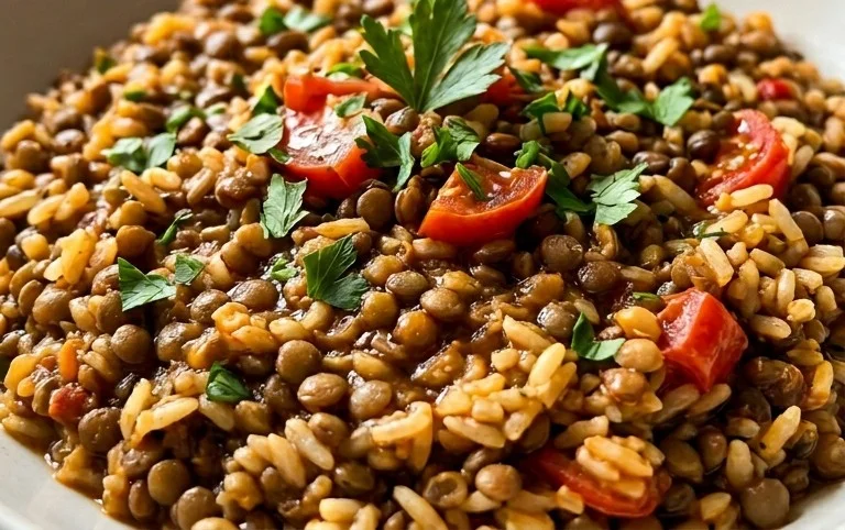 Easy Mediterranean Lentils and Rice