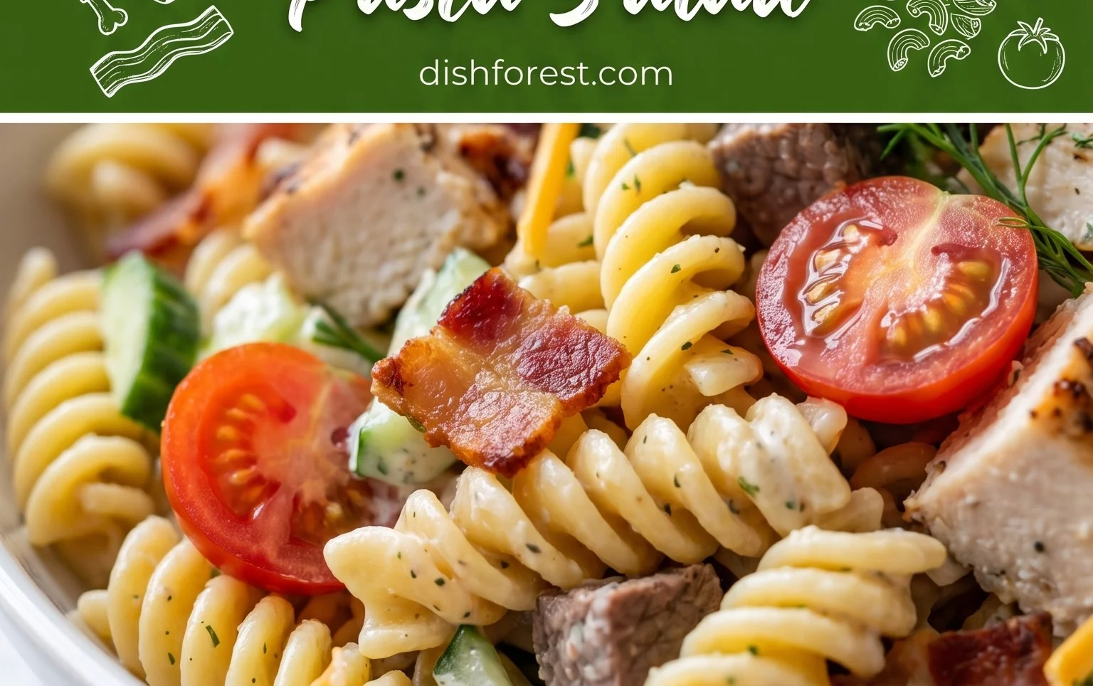 Chicken Beef Bacon Ranch Pasta Salad