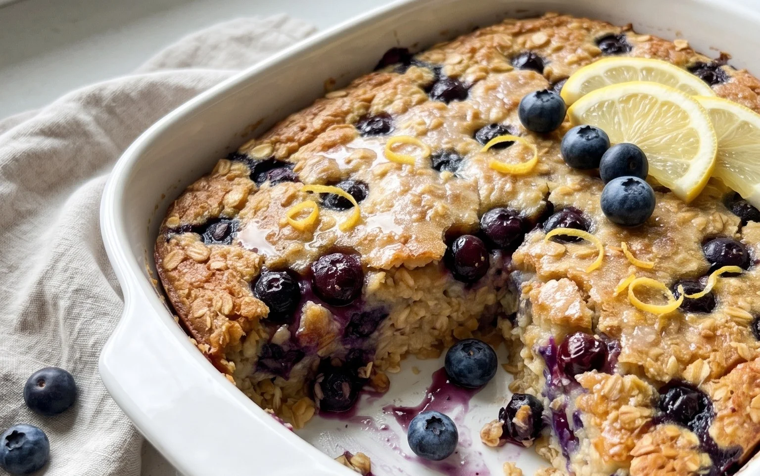 Lemon Blueberry Baked Oats