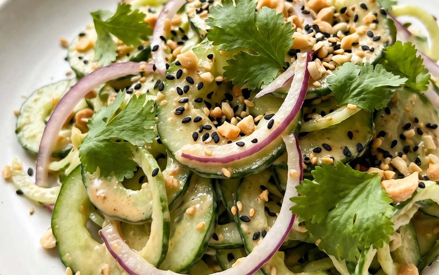 Creamy Asian Cucumber Salad Bowl