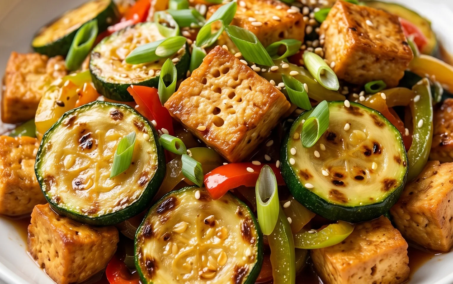 Zucchini Stir Fry With Tofu (Vegan)