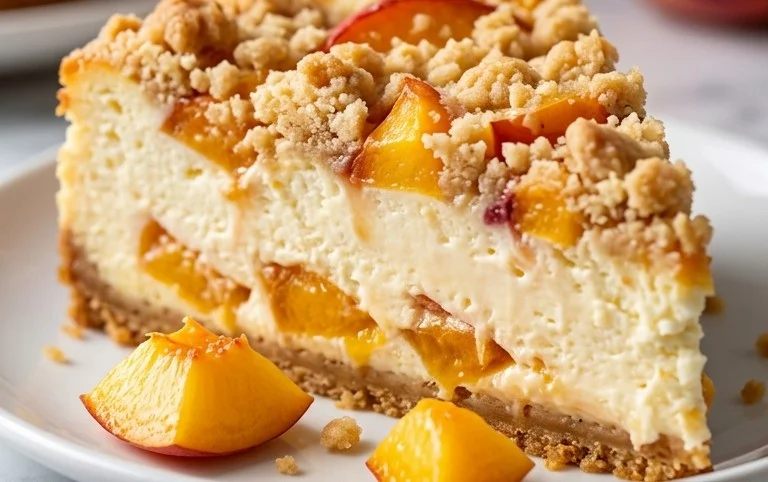 Peach Cream Cheese Cake with Streusel Topping