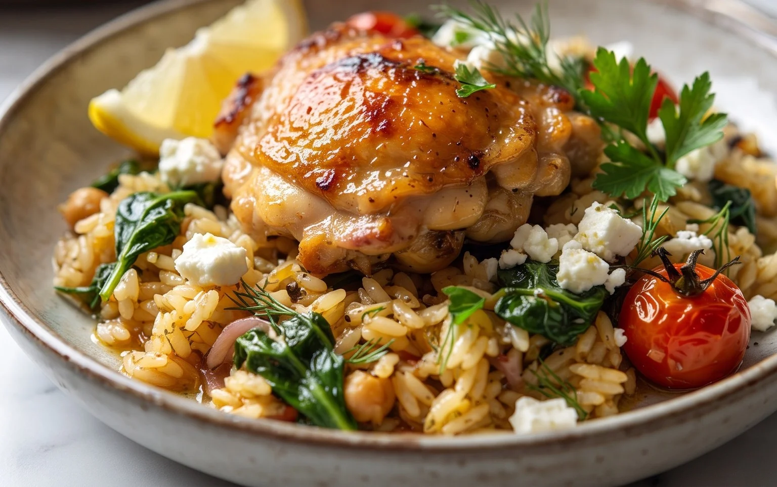 Greek Chicken and Lemon Rice (30 Minutes, One-Pot)