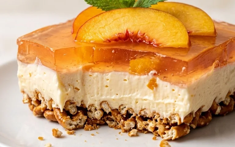 Peach Pretzel Salad Dessert