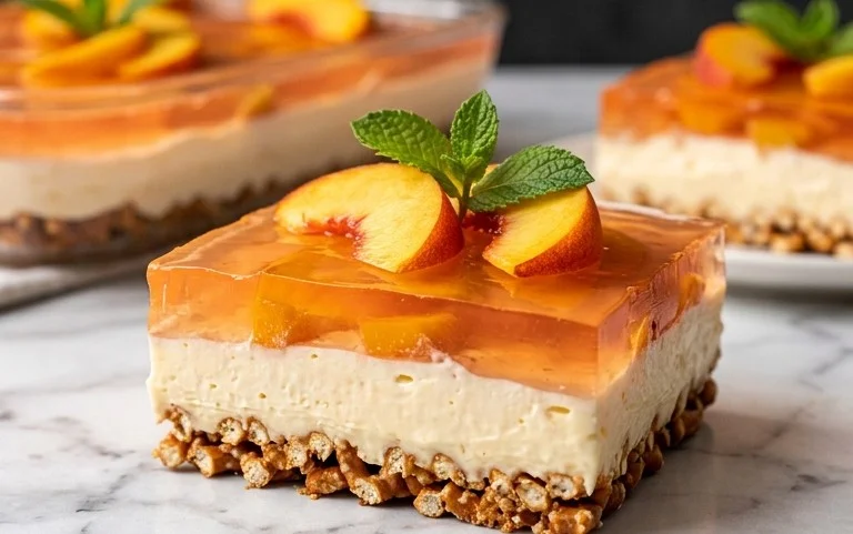 Peach Pretzel Salad Dessert