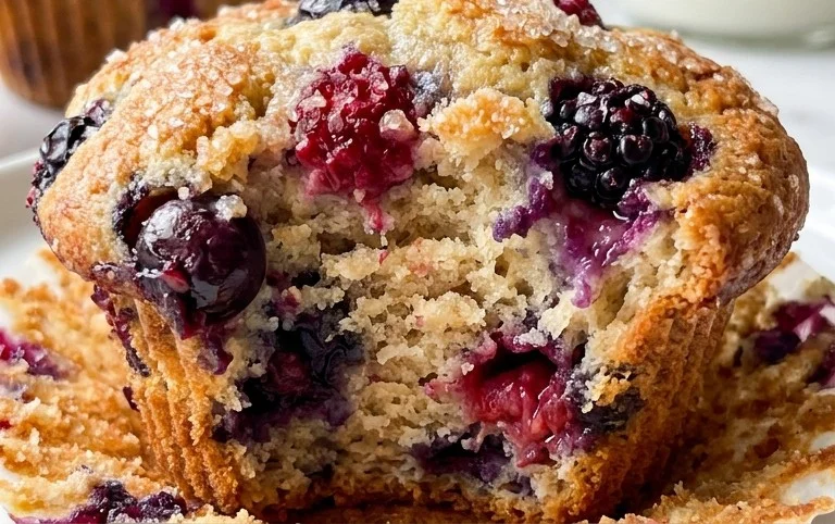 Bakery Style Mixed Berry Muffins | with Frozen Berries