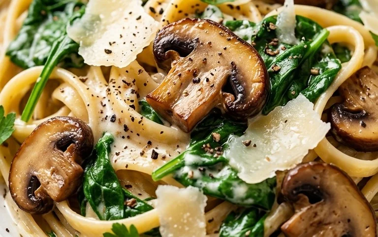 Parmesan Spinach Mushroom Pasta Skillet