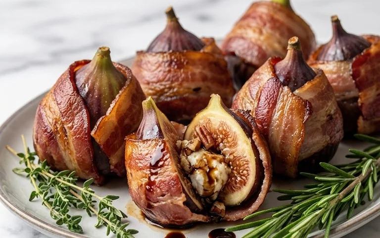 Beef Bacon Wrapped Stuffed Figs