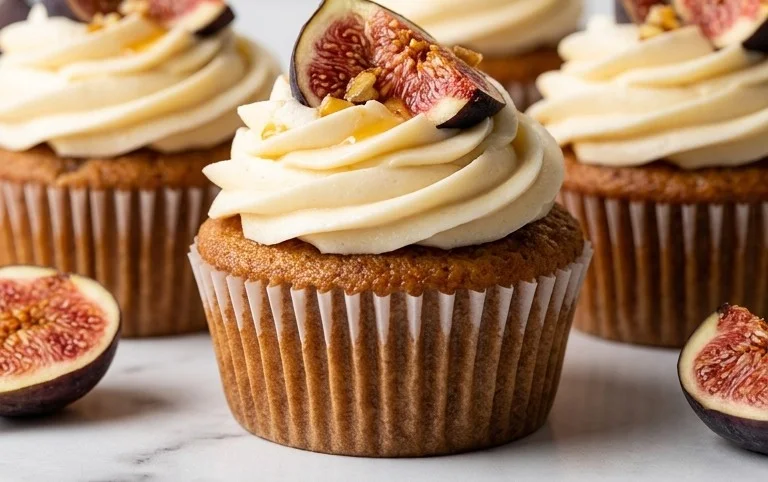 Fig Cupcakes with Honey Cream Cheese Frosting
