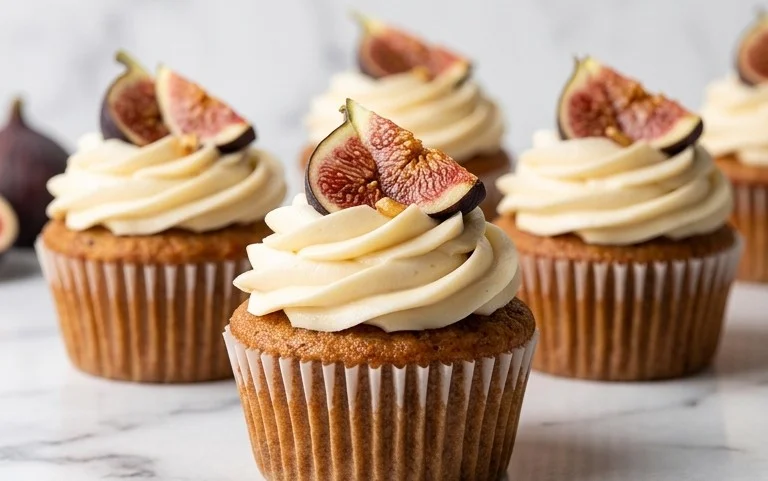 Fig Cupcakes with Honey Cream Cheese Frosting